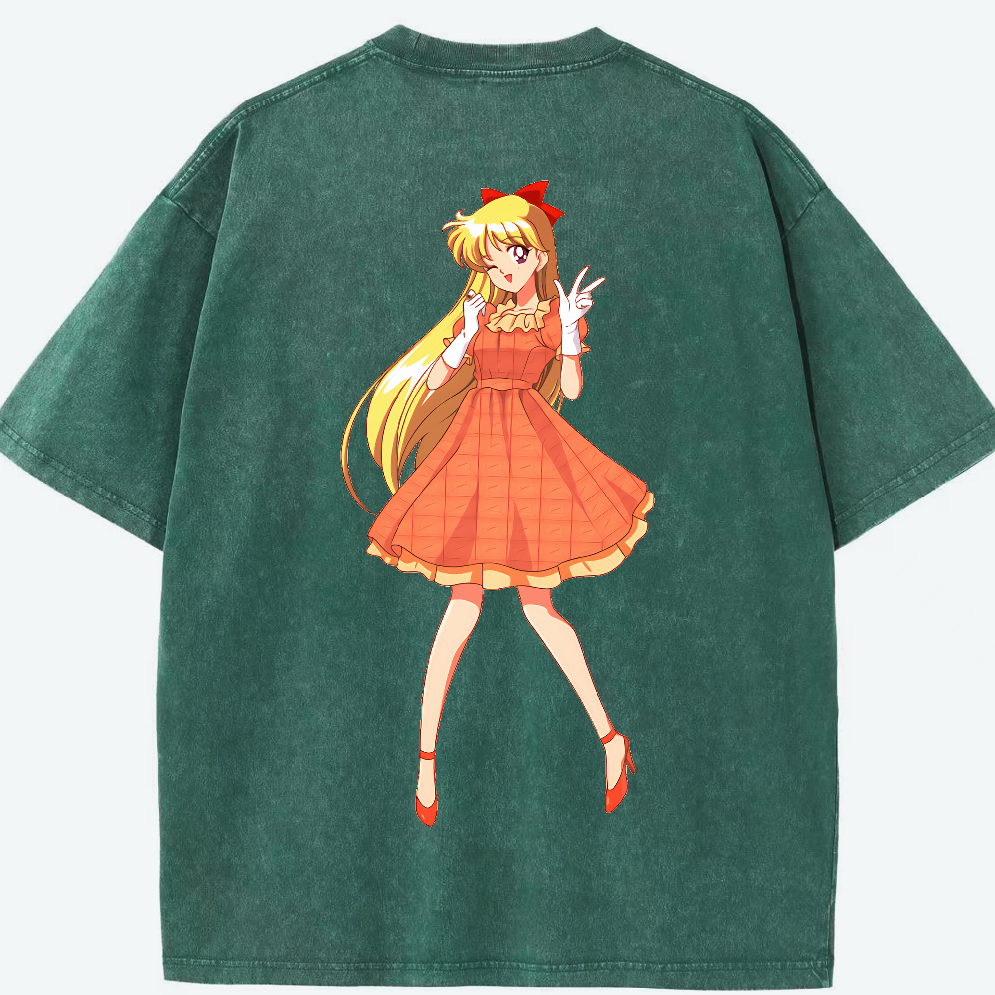 （画像用） 美少女戦士セーラームーン 愛野 美奈子 あいの みなこ Sailor Moon Aino Minako 綿100% ヴィンテージ風 半袖Tシャツ（背面プリント）